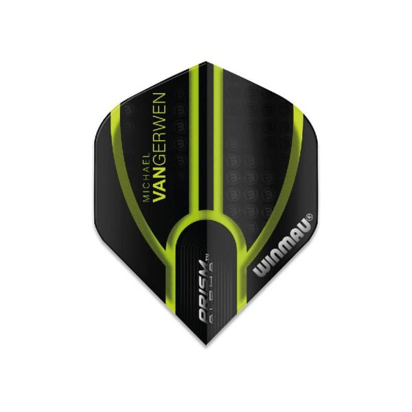 Winmau - Plumas dardos - Prism Alpha MvG Black/Green (100micras)