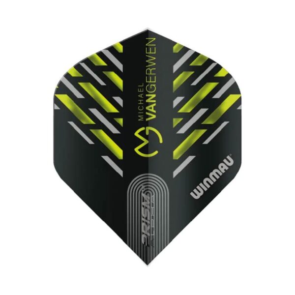 Winmau - Plumas dardos - Prism Alpha MvG Black, Green & Grey Chevron (100micras)