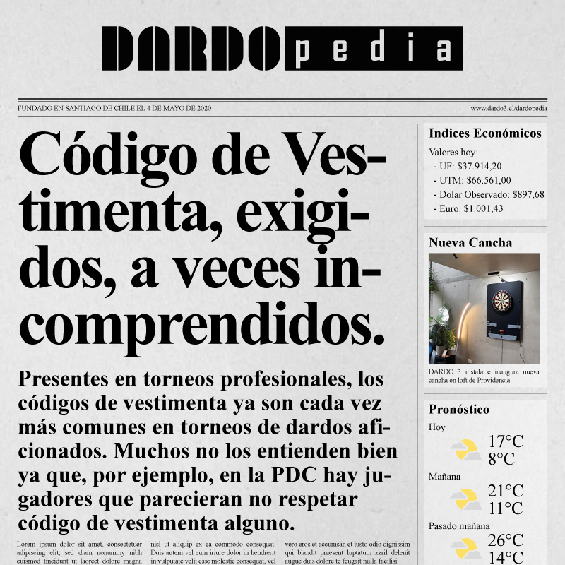 Código de Vestimenta en los Torneos de Dardos